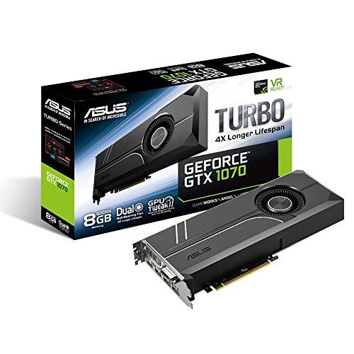 아수스 ASUS GeForce GTX 1070 8GB Turbo Edition 4K & VR Ready Dual HDMI 2.0 DP 1.4 Auto Extreme Graphics Card (Turbo GTX1070 8G)