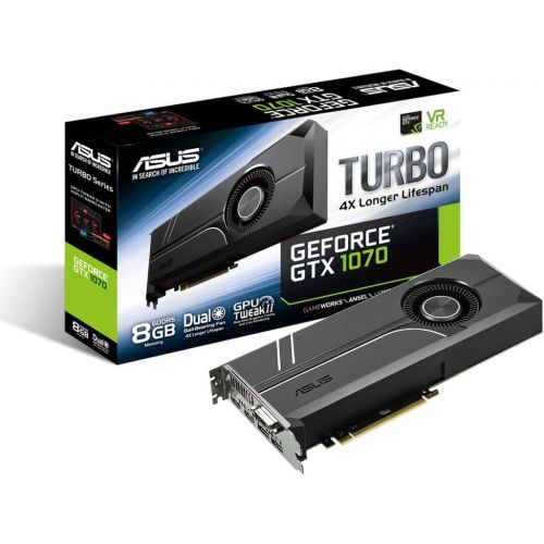 아수스 ASUS GeForce GTX 1070 8GB Turbo Edition 4K & VR Ready Dual HDMI 2.0 DP 1.4 Auto Extreme Graphics Card (Turbo GTX1070 8G)