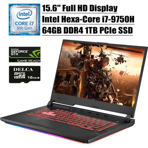 아수스 ASUS ROG Strix G 2020 Premium Gaming Laptop I 15.6 FHD Display I Intel Hexa Core i7 9750H I 64GB DDR4 1TB PCIe SSD I 4GB GTX 1650 RGB Backlit WiFi Win 10 + 16GB Micro SD Card