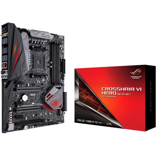 아수스 ASUS ROG Crosshair VI Hero (WI FI AC) AMD Ryzen AM4 DDR4 M.2 USB 3.1 ATX X370 Motherboard with onboard 802.11AC WIFI and AURA Sync RGB Lighting