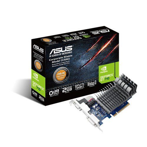아수스 ASUS GT 710 2GB DDR3 64Bit Dual Slot, Passive Low Profile Graphics Cards, Blue/Silver 710 2 SL CSM