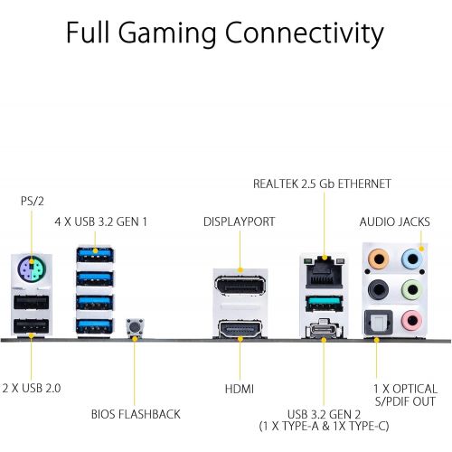 아수스 ASUS TUF Gaming B550M PLUS, AMD B550 (Ryzen AM4) Micro ATX Motherboard (PCIe 4.0, Dual M.2, 10 DrMOS, DDR4 4400, 6, 2.5 Gb Ethernet, HDMI, DP, USB 3.2 Gen 2 Type A and C, Aura Sync