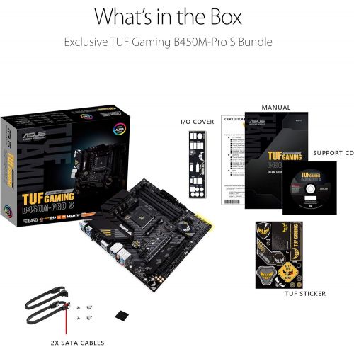 아수스 ASUS TUF Gaming B450M PRO S AMD AM4 (3rd Gen Ryzen) Micro ATX Gaming Motherboard (8+2 Power Stages, 2.5Gb LAN, BIOS Flashback, AI Noise Canceling Mic, USB 3.2 Gen 2 Type A and Typ