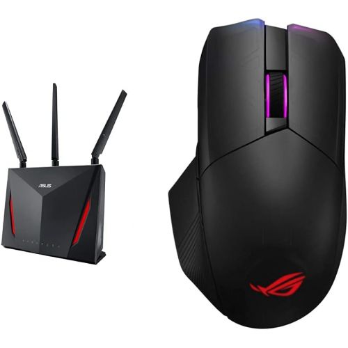 아수스 ASUS AC2900 WiFi Gaming Router (RT AC86U) ROG Chakram Wireless Aura Sync RGB Gaming Mouse Optical Sensor 16000 DPI