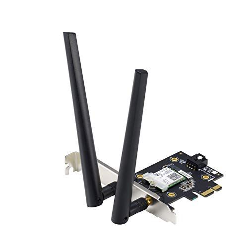 아수스 ASUS PCE AX3000 WiFi 6 (802.11ax) Adapter with 2 External Antennas. Supporting 160MHz for Total Data Rate up to 3000Mbps, Bluetooth 5.0, WPA3 Network Security, OFDMA and MU MIMO