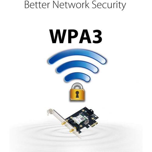 아수스 ASUS PCE AX3000 WiFi 6 (802.11ax) Adapter with 2 External Antennas. Supporting 160MHz for Total Data Rate up to 3000Mbps, Bluetooth 5.0, WPA3 Network Security, OFDMA and MU MIMO