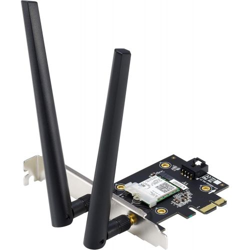 아수스 ASUS PCE AX3000 WiFi 6 (802.11ax) Adapter with 2 External Antennas. Supporting 160MHz for Total Data Rate up to 3000Mbps, Bluetooth 5.0, WPA3 Network Security, OFDMA and MU MIMO