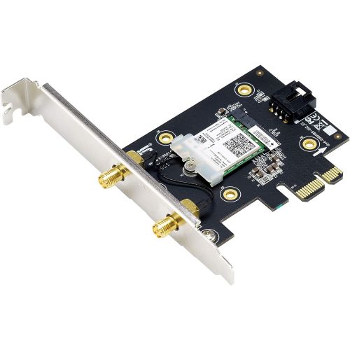 아수스 ASUS PCE AX3000 WiFi 6 (802.11ax) Adapter with 2 External Antennas. Supporting 160MHz for Total Data Rate up to 3000Mbps, Bluetooth 5.0, WPA3 Network Security, OFDMA and MU MIMO