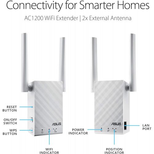 아수스 ASUS AC1200 Dual Band WiFi Repeater & Range Extender (RP AC55) Coverage Up to 3000 sq.ft, Wireless Signal Booster for Home, AiMesh Node, Easy Setup