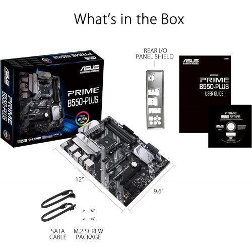 아수스 ASUS Prime B550 PLUS AMD AM4 Zen 3 Ryzen 5000 & 3rd Gen Ryzen ATX Motherboard (PCIe 4.0, ECC Memory, 1Gb LAN, HDMI 2.1, DisPlayPort 1.2 (4K@60HZ), Addressable Gen 2 RGB Header and