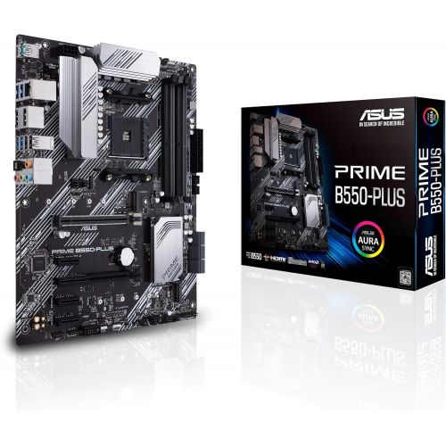 아수스 ASUS Prime B550 PLUS AMD AM4 Zen 3 Ryzen 5000 & 3rd Gen Ryzen ATX Motherboard (PCIe 4.0, ECC Memory, 1Gb LAN, HDMI 2.1, DisPlayPort 1.2 (4K@60HZ), Addressable Gen 2 RGB Header and