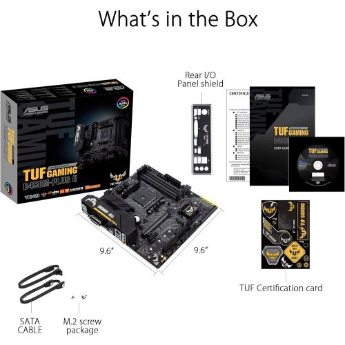 아수스 ASUS TUF Gaming B450M PLUS II AMD AM4 (Ryzen 5000, 3rd Gen Ryzen microATX Gaming Motherboard (DDR4 4400(O.C.), USB 3.2 Gen 2 Type A, BIOS Flashback, 256Mb BIOS Flash ROM, AI Noise