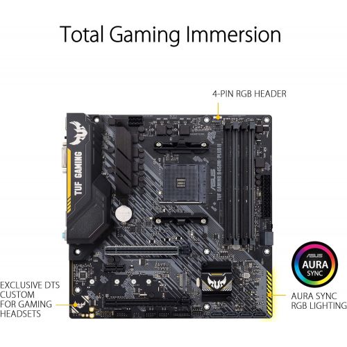 아수스 ASUS TUF Gaming B450M PLUS II AMD AM4 (Ryzen 5000, 3rd Gen Ryzen microATX Gaming Motherboard (DDR4 4400(O.C.), USB 3.2 Gen 2 Type A, BIOS Flashback, 256Mb BIOS Flash ROM, AI Noise