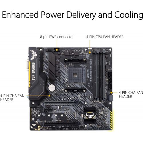 아수스 ASUS TUF Gaming B450M PLUS II AMD AM4 (Ryzen 5000, 3rd Gen Ryzen microATX Gaming Motherboard (DDR4 4400(O.C.), USB 3.2 Gen 2 Type A, BIOS Flashback, 256Mb BIOS Flash ROM, AI Noise