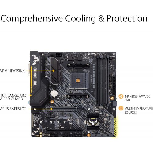 아수스 ASUS TUF Gaming B450M PLUS II AMD AM4 (Ryzen 5000, 3rd Gen Ryzen microATX Gaming Motherboard (DDR4 4400(O.C.), USB 3.2 Gen 2 Type A, BIOS Flashback, 256Mb BIOS Flash ROM, AI Noise