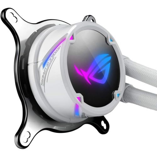 아수스 Asus ROG Strix LC 360 All in one White Liquid CPU Cooler with Aura Sync, Triple White ROG 120mm addressable RGB Radiator Fans and Reinforced Sleeved tubing