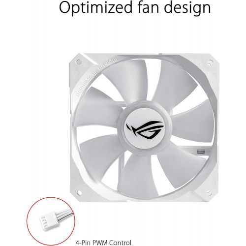 아수스 Asus ROG Strix LC 360 All in one White Liquid CPU Cooler with Aura Sync, Triple White ROG 120mm addressable RGB Radiator Fans and Reinforced Sleeved tubing