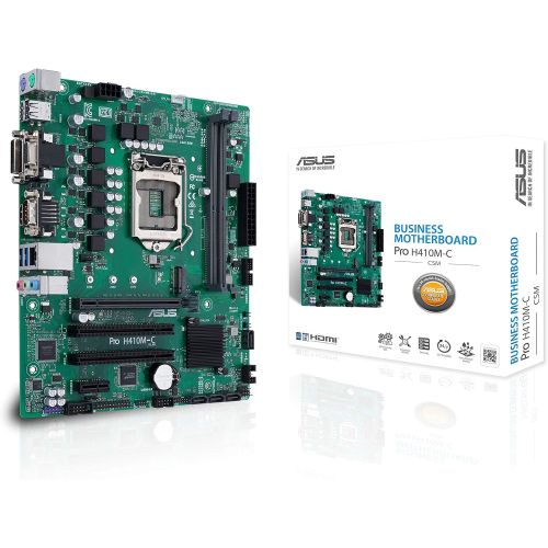 아수스 ASUS PRO H410M C/CSM LGA1200 (Intel 10th Gen) Micro ATX Commercial Motherboard (M.2, Intel LAN, DVI, LPT, LPC debug Header, Chassis Intrusion Header and ASUS Control Center Expres