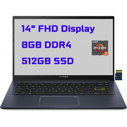 아수스 2021 Asus VivoBook 14 Premium Thin and Light Laptop I 14” FHD Display I AMD 4 Core Ryzen 5 3500U I 8GB DDR4 512GB SSD I Backlit Fingerprint USB C HDMI Wifi6 Harman Win10 + 32GB Mic