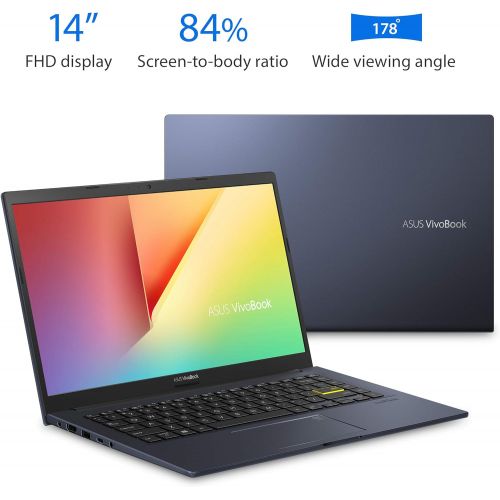 아수스 2021 Asus VivoBook 14 Premium Thin and Light Laptop I 14” FHD Display I AMD 4 Core Ryzen 5 3500U I 8GB DDR4 512GB SSD I Backlit Fingerprint USB C HDMI Wifi6 Harman Win10 + 32GB Mic