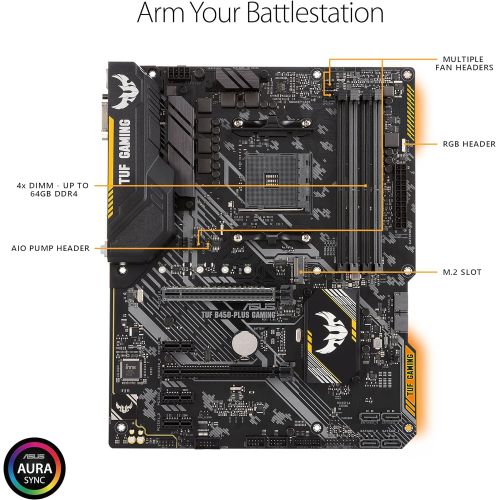 아수스 ASUS TUF B450 Plus Gaming Motherboard (ATX) AMD Ryzen 2 AM4 DDR4 HDMI DVI M.2