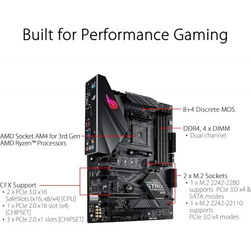 아수스 ASUS ROG Strix B450 F Gaming II AMD AM4 (Ryzen 5000, 3rd Gen Ryzen ATX Gaming Motherboard (8+4 Power Stages, HDMI 2.0b/DP,2 x PCIe 3.0 x16, USB 3.2 Gen 2 Type C, BIOS Flashback, 25