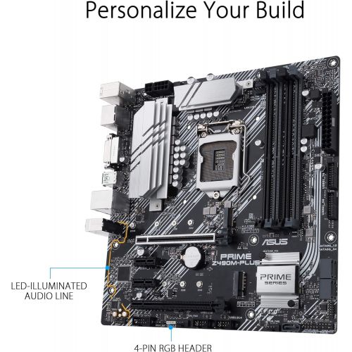 아수스 ASUS Prime Z490M PLUS LGA 1200 (Intel 10th Gen) Z490 Micro ATX Motherboard (Dual M.2, DDR4 4600, 1 Gb Ethernet, USB 3.2 Gen 2 USB Type A, Thunderbolt 3 Support, Aura Sync RGB)