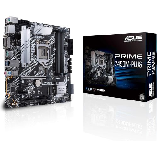 아수스 ASUS Prime Z490M PLUS LGA 1200 (Intel 10th Gen) Z490 Micro ATX Motherboard (Dual M.2, DDR4 4600, 1 Gb Ethernet, USB 3.2 Gen 2 USB Type A, Thunderbolt 3 Support, Aura Sync RGB)