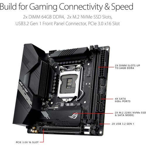 아수스 ASUS ROG Strix B460 I Gaming (WiFi 6) B460 LGA 1200 (Intel 10th Gen) Mini ITX SFF Gaming Motherboard (Intel 1Gb LAN, USB 3.2 Gen 2, Addressable Gen2 RGB Header and Aura Sync)