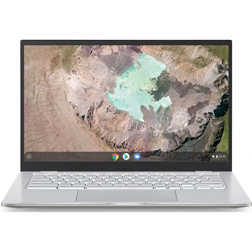 아수스 Asus Chromebook C425 Clamshell Laptop, 14 FHD 4 Way NanoEdge, Intel Core m3 8100Y Processor, 4GB RAM, 128GB eMMC Storage, Backlit KB, Silver, Chrome OS, C425TA WH348