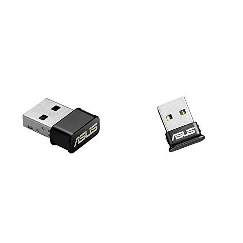 아수스 ASUS USB AC53 AC1200 Nano USB Dual Band Wireless Adapter, MU Mimo, Black & USB BT400 USB Adapter w/ Bluetooth Dongle Receiver, Laptop & PC Support, Windows 10 Plug and Play /8/7/XP