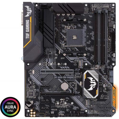 아수스 Asus TUF B450 Pro Gaming Motherboard (ATX) AMD Ryzen 3 AM4 DDR4, HDMI, Dual M.2, USB 3.1 Gen 2 and Aura Sync RGB Lighting B450