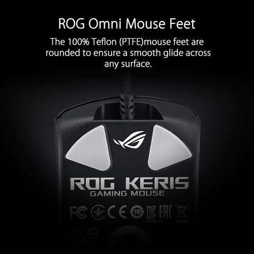 아수스 ASUS ROG Keris Ultra Lightweight Wired Gaming Mouse Tuned ROG 16,000 DPI Sensor, Hot Swappable Switches, PBT L/R Keys, Swappable Side Buttons, ROG Omni Mouse Feet, ROG Paracord & A