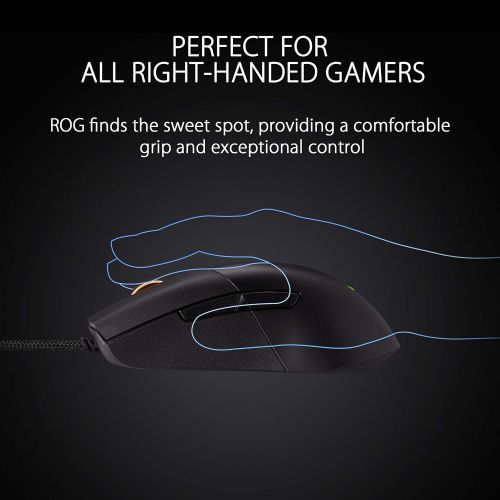 아수스 ASUS ROG Keris Ultra Lightweight Wired Gaming Mouse Tuned ROG 16,000 DPI Sensor, Hot Swappable Switches, PBT L/R Keys, Swappable Side Buttons, ROG Omni Mouse Feet, ROG Paracord & A