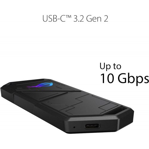 아수스 ASUS ROG STRIX Arion Aluminum Alloy M.2 NVMe SSD External Portable Enclosure Case Adapter, USB 3.2 Gen 2 Type C (10 Gbps), USB C to C and USB C to A Cables, Fits PCIe 2280/2260/224