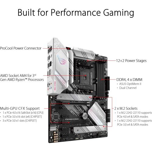아수스 ASUS ROG Strix B550 A Gaming AMD AM4 Zen 3 Ryzen 5000 & 3rd Gen Ryzen ATX Gaming Motherboard (PCIe 4.0, 2.5Gb LAN, BIOS Flashback, Dual M.2 with heatsinks, Addressable Gen 2 RGB He