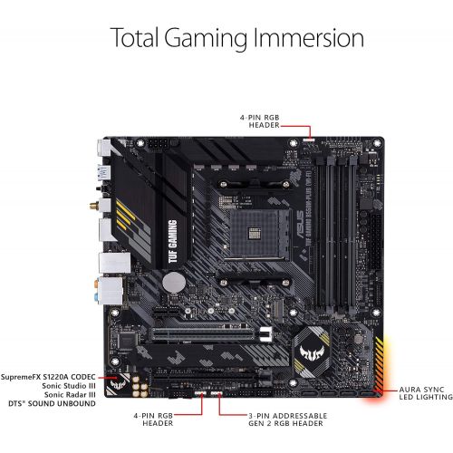 아수스 ASUS TUF Gaming B550M PLUS (WiFi 6) AMD AM4 (3rd Gen Ryzen) microATX Gaming Motherboard (PCIe 4.0, 2.5Gb LAN, BIOS Flashback, HDMI 2.1, USB 3.2 Gen 2, Addressable Gen 2 RGB Header