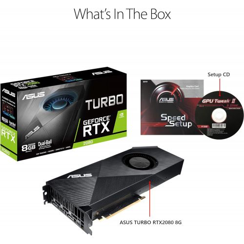 아수스 ASUS GeForce RTX 2080 8G Turbo Edition GDDR6 HDMI DP 1.4 USB Type C Graphics Card (TURBO RTX2080 8G)