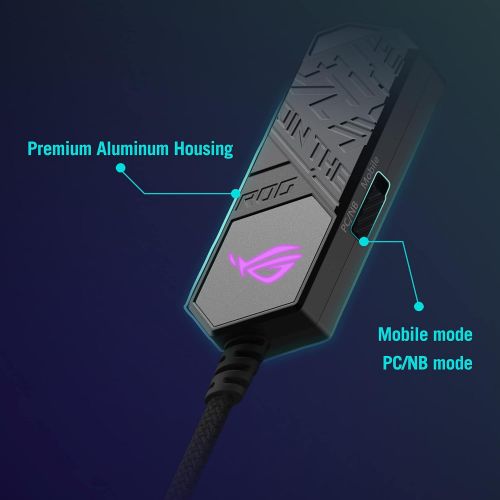 아수스 ASUS ROG Clavis USB C Gaming DAC (ESS 9281 Quad DAC Amplifier, AI Noise Canceling Mic, MQA Rendering, Aura Sync RGB, Compatible with PC, Mobile, Playstation 5, and Switch)