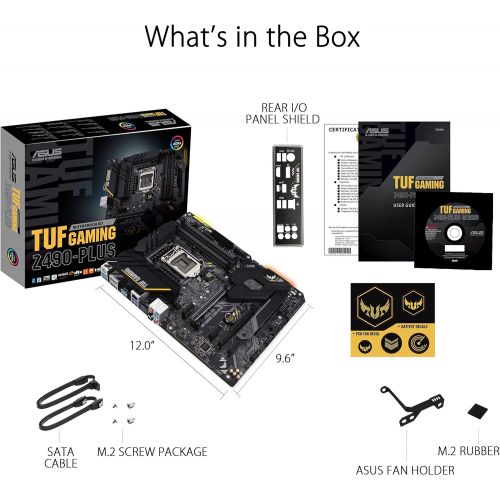 아수스 ASUS TUF Gaming Z490 Plus, LGA 1200 (Intel 10th Gen) ATX Motherboard (12+2 Power Stages, USB 3.2 Front Panel Type C, 1Gb LAN, Addressable Gen 2 RGB Header & Aura Sync)