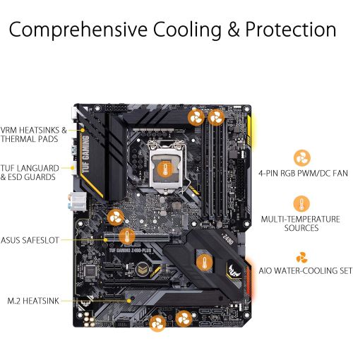 아수스 ASUS TUF Gaming Z490 Plus, LGA 1200 (Intel 10th Gen) ATX Motherboard (12+2 Power Stages, USB 3.2 Front Panel Type C, 1Gb LAN, Addressable Gen 2 RGB Header & Aura Sync)