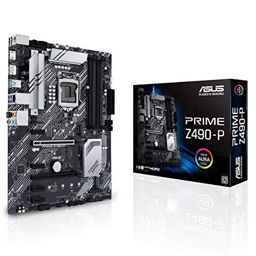 아수스 ASUS Prime Z490 P LGA 1200 (Intel 10th Gen) ATX Motherboard (Dual M.2, DDR4 4600, 1 Gb Ethernet, USB 3.2 Gen 2 USB Type A, Thunderbolt 3 Support, Aura Sync RGB)