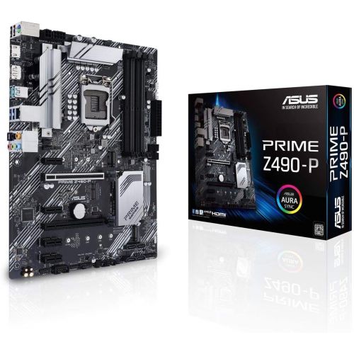 아수스 ASUS Prime Z490 P LGA 1200 (Intel 10th Gen) ATX Motherboard (Dual M.2, DDR4 4600, 1 Gb Ethernet, USB 3.2 Gen 2 USB Type A, Thunderbolt 3 Support, Aura Sync RGB)