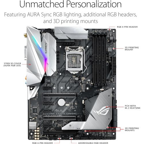 아수스 ASUS ROG Strix Z370 E Gaming LGA1151 (Intel 8th Gen) DDR4 DP HDMI DVI M.2 Z370 ATX Motherboard with onboard 802.11ac WiFi and USB 3.1