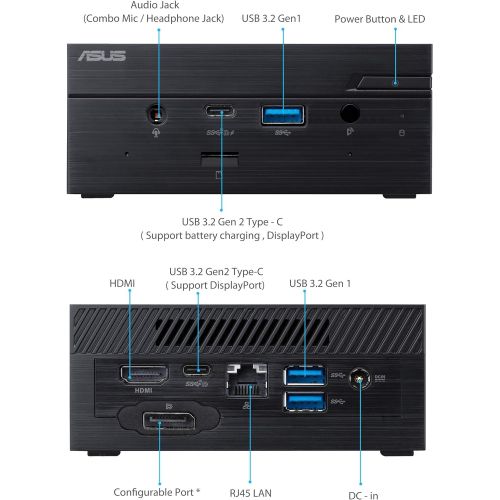 아수스 ASUS PN50 MiniPC Barebone with AMD Ryzen R3 4300U 4 cores Processor with DisplayPort, HDMI, 2 USB C (DP Alt Mode), WiFi 6 Support