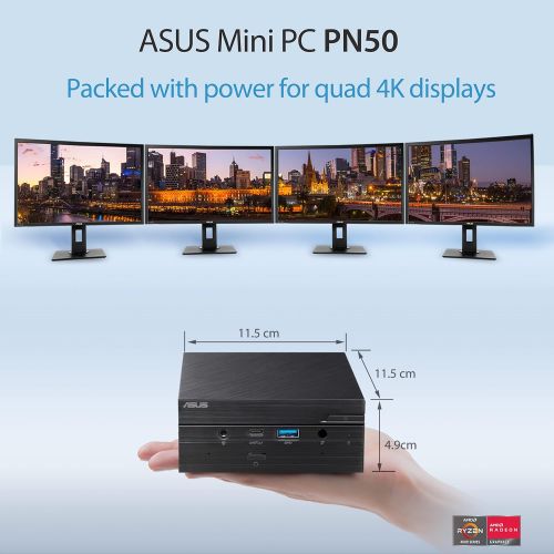 아수스 ASUS PN50 MiniPC Barebone with AMD Ryzen R3 4300U 4 cores Processor with DisplayPort, HDMI, 2 USB C (DP Alt Mode), WiFi 6 Support