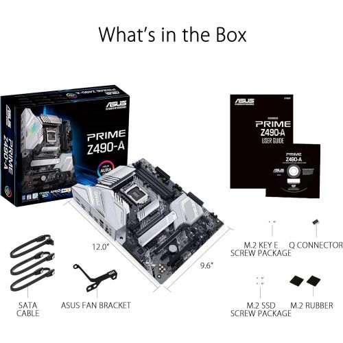 아수스 ASUS Prime Z490 A LGA 1200 (Intel 10th Gen) ATX Motherboard (14 DrMOS Power Stages,Dual M.2, Intel 2.5 Gb Ethernet, USB 3.2 Front Panel Type C, Thunderbolt 3 Support, Aura Sync