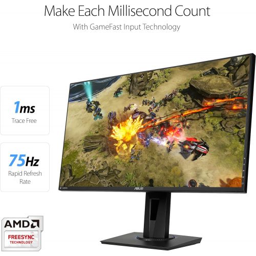 아수스 ASUS VG275Q 27 inch Full HD 1080p 1ms Dual HDMI Eye Care Console Gaming Monitor with FreeSync/Adaptive Sync, Black