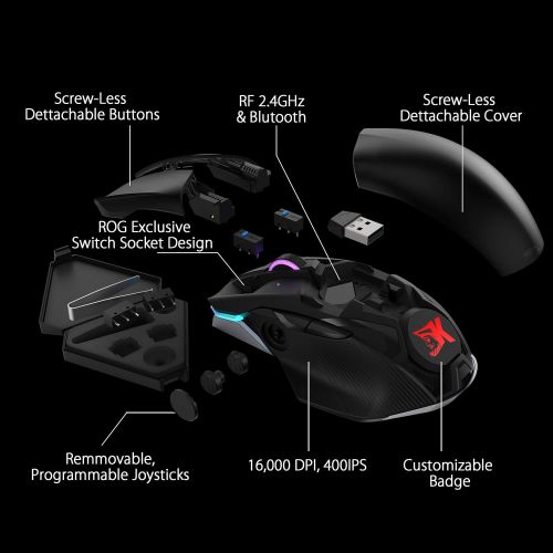 아수스 ASUS ROG Chakram Wireless Aura Sync RGB Gaming Mouse Optical Sensor 16000 DPI