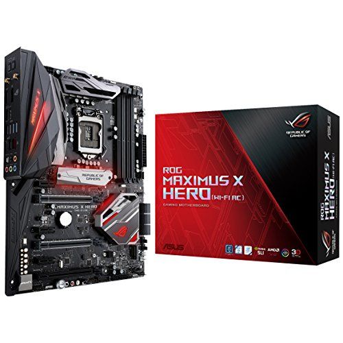 아수스 ASUS ROG Maximus X Hero LGA1151 (Intel 8th Gen) DDR4 DP HDMI M.2 Z370 ATX Gaming Motherboard with onboard 802.11ac WiFi, Gigabit LAN and USB 3.1